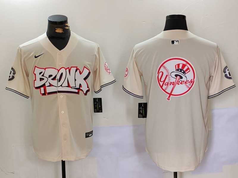Mens New York Yankees Blank Cream Vapor Limited Stitched Baseball Jerseys
